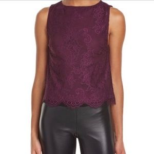 Alice + Olivia Lace Sleeveless Blouse In Amethyst